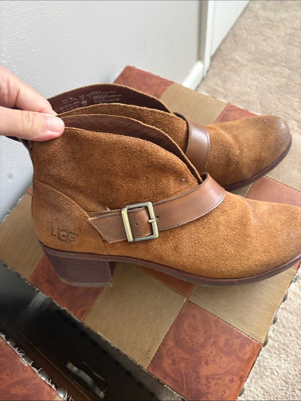 UGG Chestnut Suede Women's Ankle Boots with Buckle Strap - Picture 12 of 12